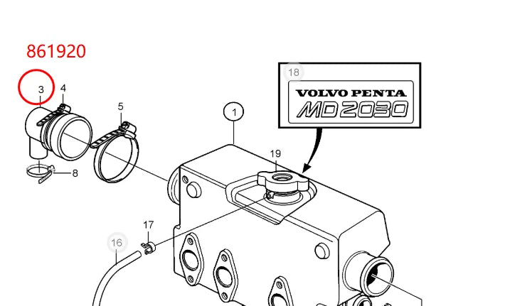 For Volvo Penta MD2030 Heat Exchanger End Caps 861920