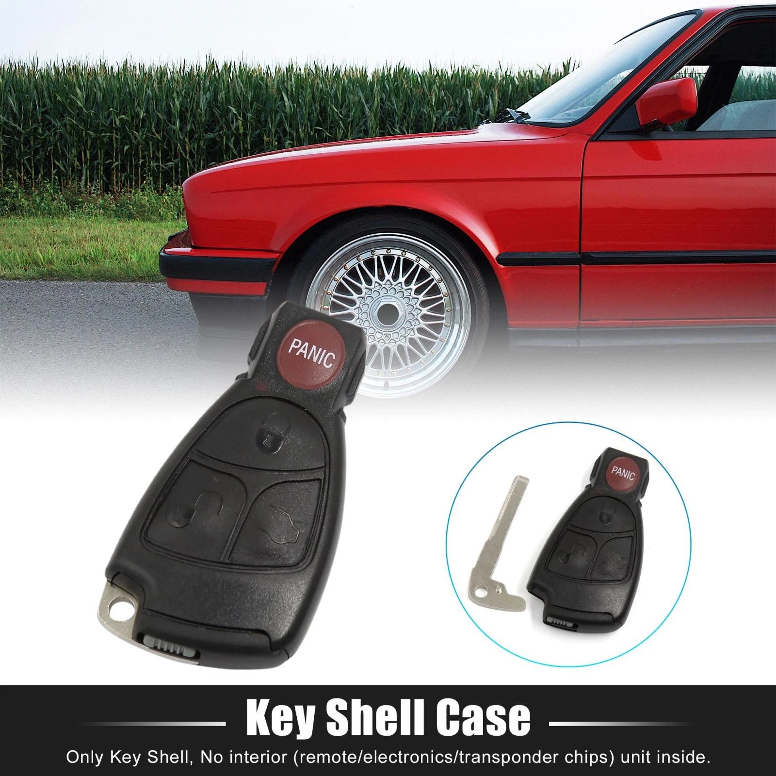 Replacement Key Fob Shell Case for Mercedes-Benz 4 Button Black (1998–2005)