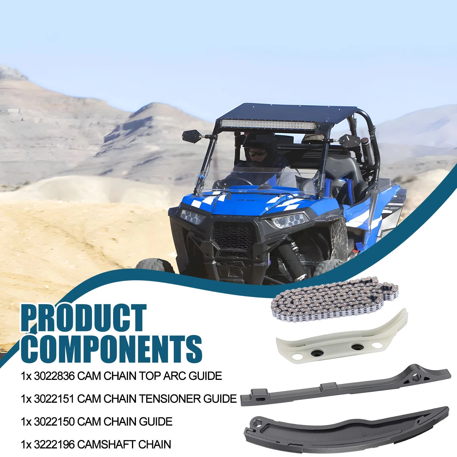 Cam Timing Chain & Tensioner Guide for Polaris RZR Trail 900 1000 RS1 XP4 Turbo