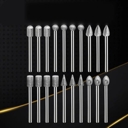 20 Pcs Rotary Tool Bits Diamond Burr 3mm Shank for Carving Grinding
