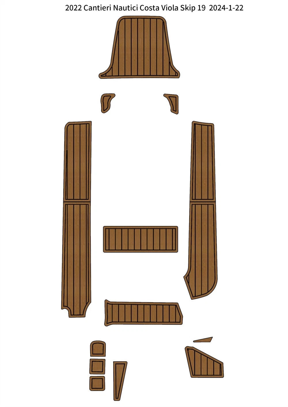 Cockpit Pad for Cantieri Nautici Costa Viola Skip 19 (2022) - EVA Foam Teak Floor