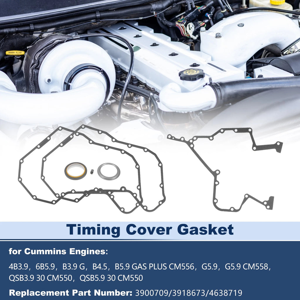 Engine Timing Cover Gasket Set Replacement for Dodge Ram 3.9L 6BT 5.9L (2007–2012)