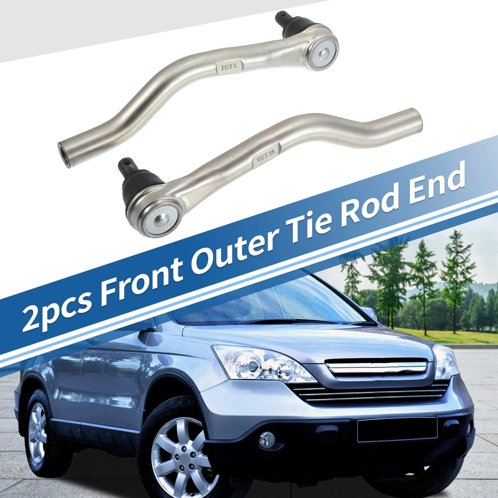 2PCs Front Outer Tie Rod End Links for Honda Civic (2001–2005)