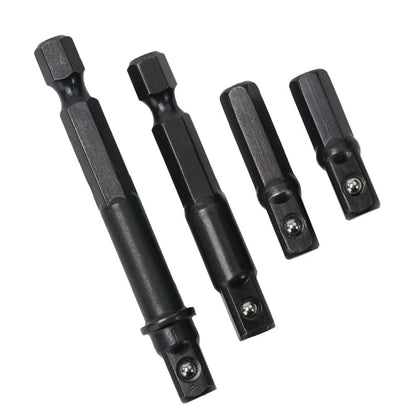 Set of 4 Socket Adapters for Electric Screwdriver 30mm 50mm Chrome Vanadium Steel