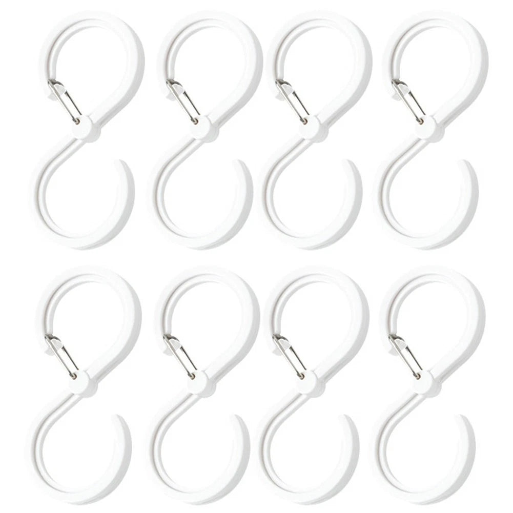 Set of 8 Clear Plastic S Hooks for Kitchen and Bath Organization