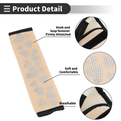Set of 2 Beige Seat Belt Cover Pads for Universal Fit (23cm)