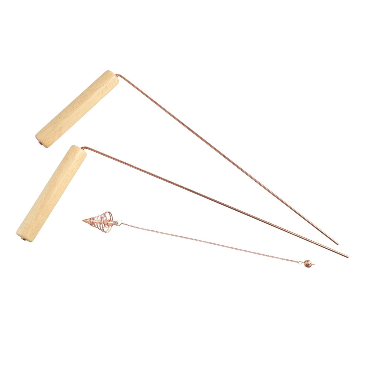 Wooden Handle Copper Detector Rod for Outdoor Adventures