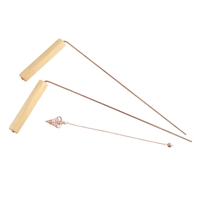 Wooden Handle Copper Detector Rod for Outdoor Adventures