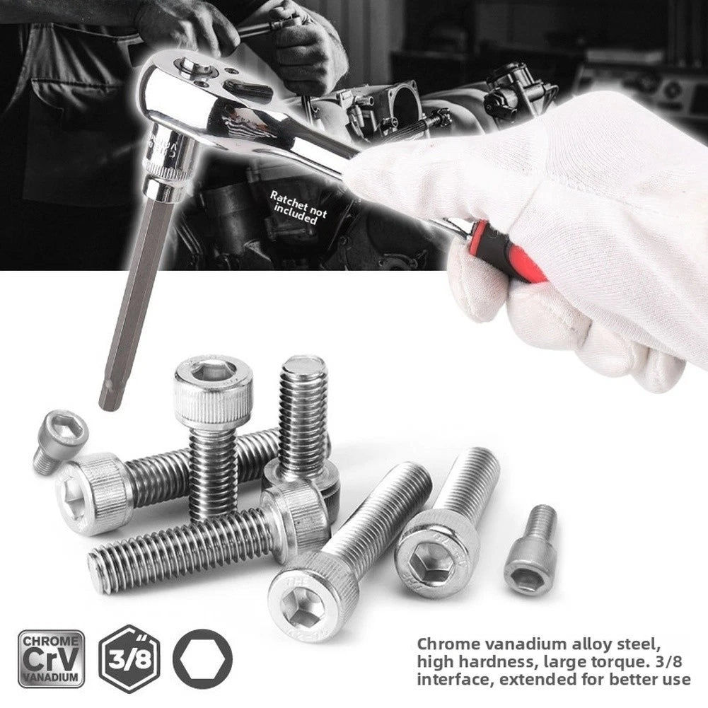 7 Piece Chrome Plated Long Hex Bit Socket Wrench Set for CR-V
