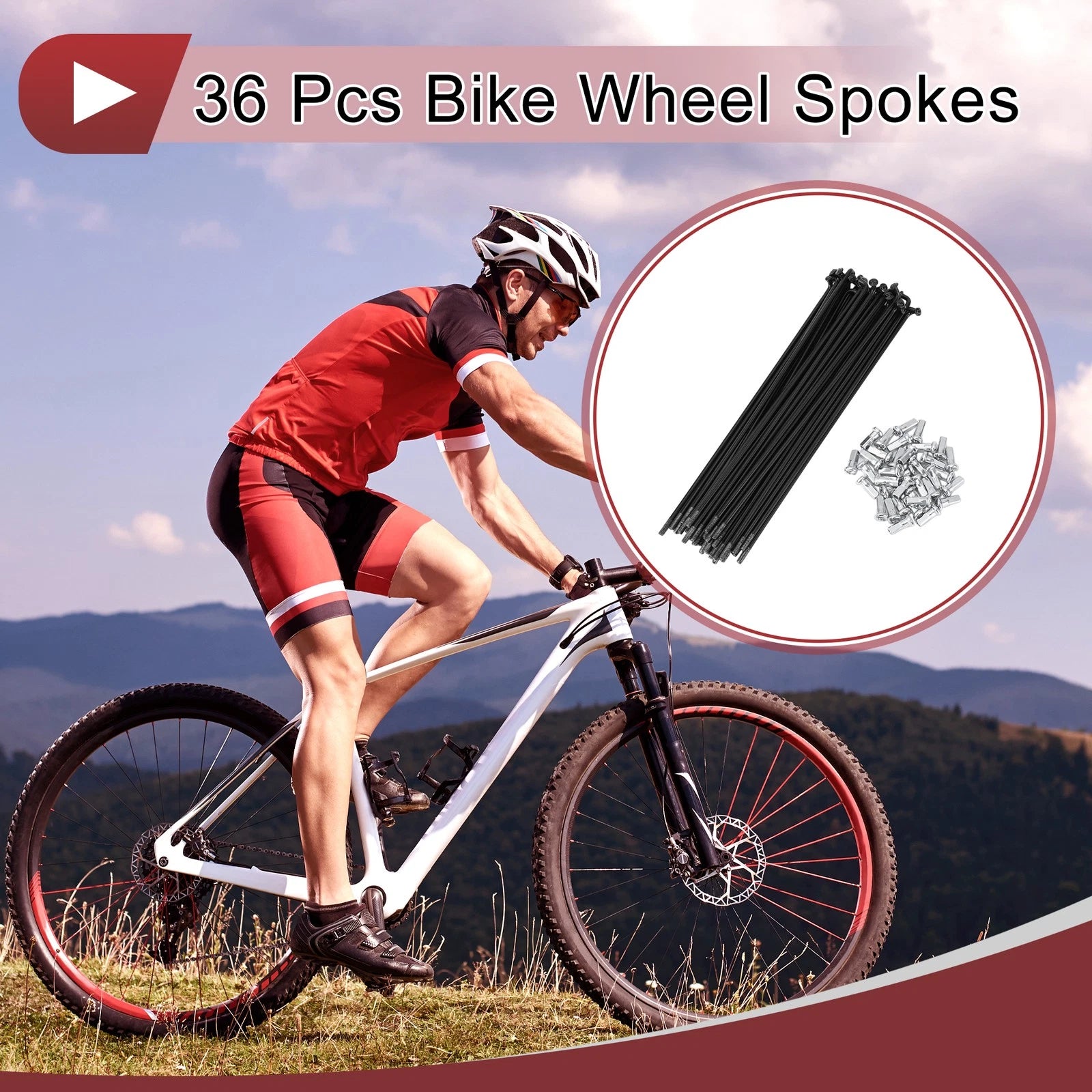 Bicycle Spokes Set 171mm Steel 45 Black for 12G Wheel (All Makes)