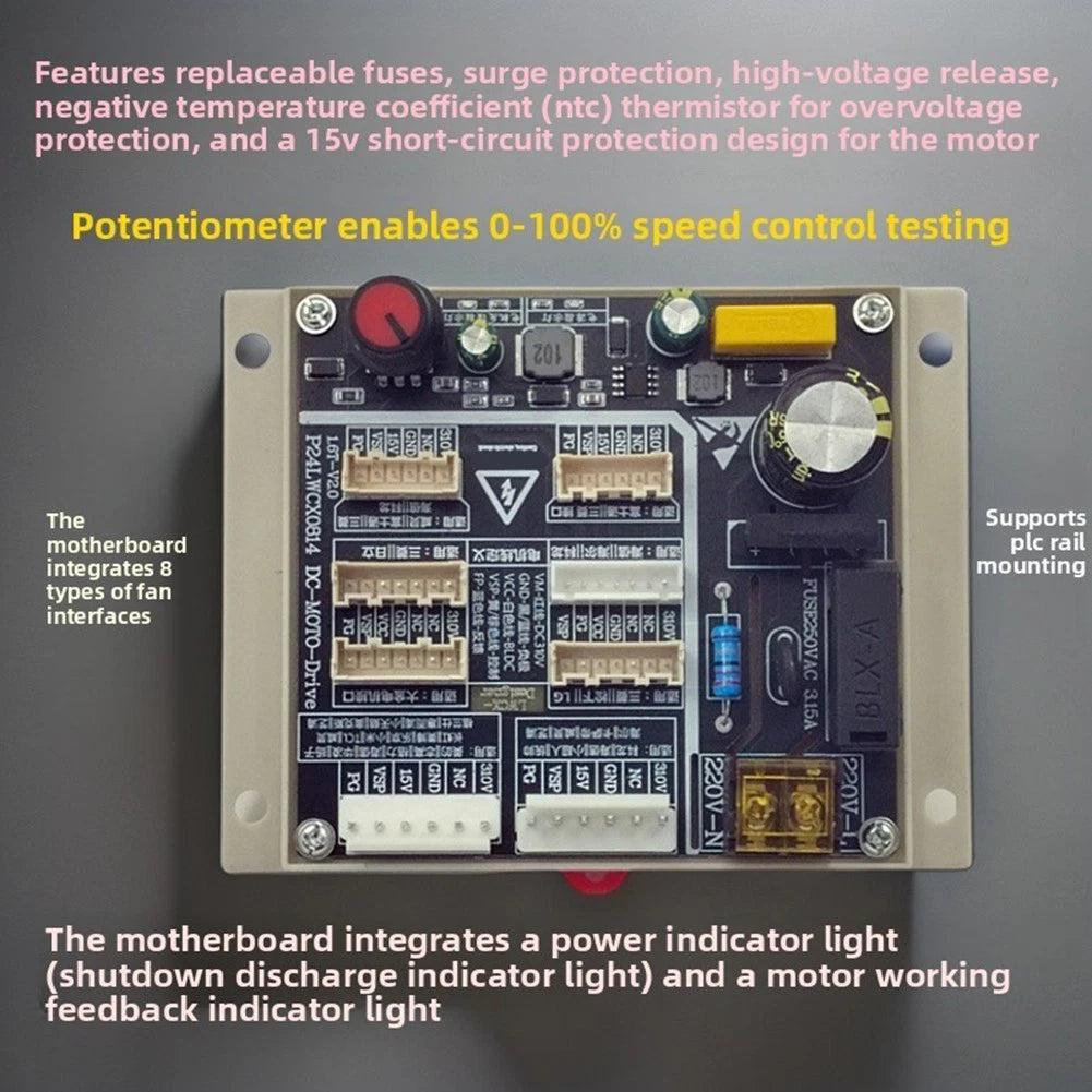 Fan Driver Board PCB 90.8x85.6mm for Motor Aging Tests (450V/68uF)