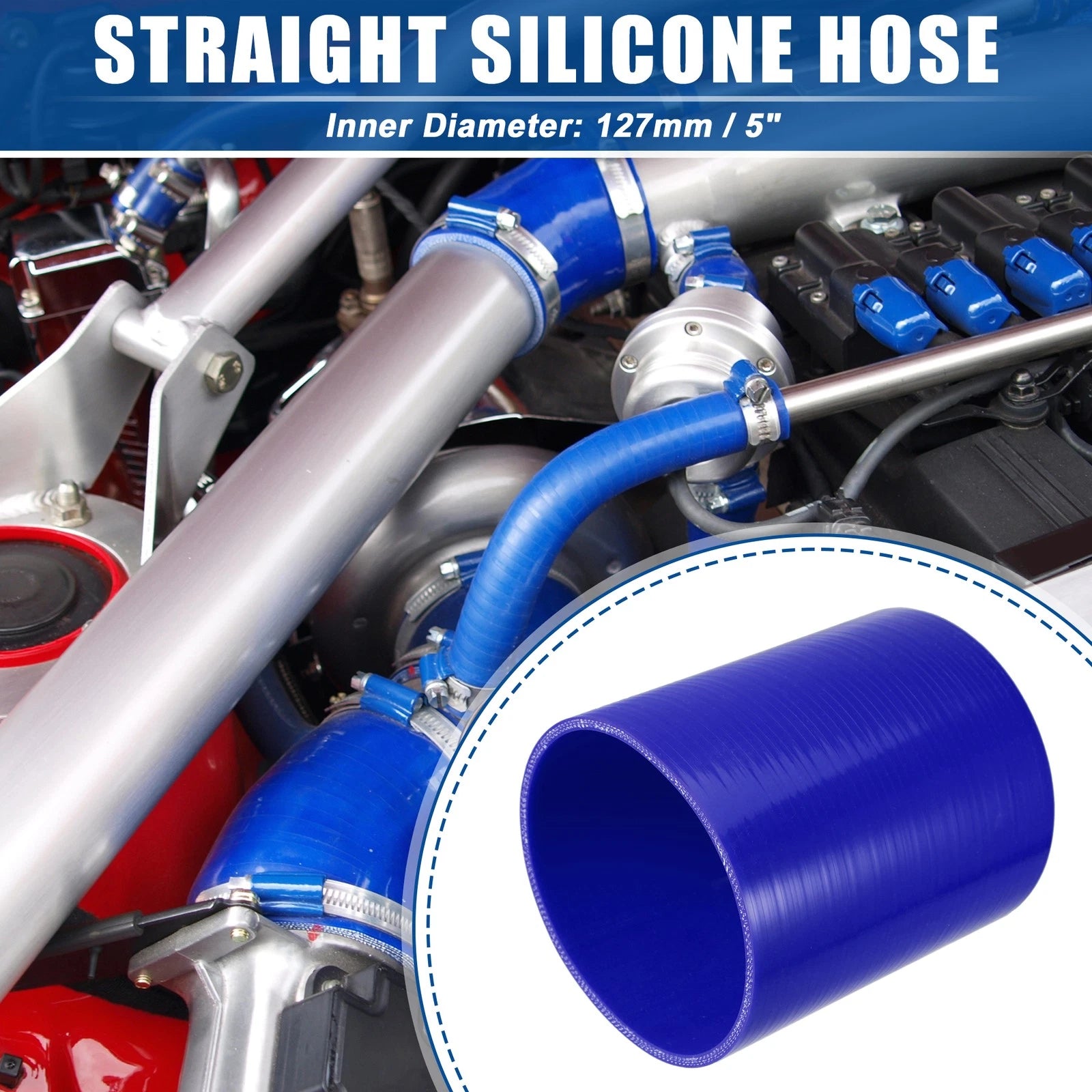 Silicone Reducer Hose Coupler 5" ID x 6" Length Intercooler Blue