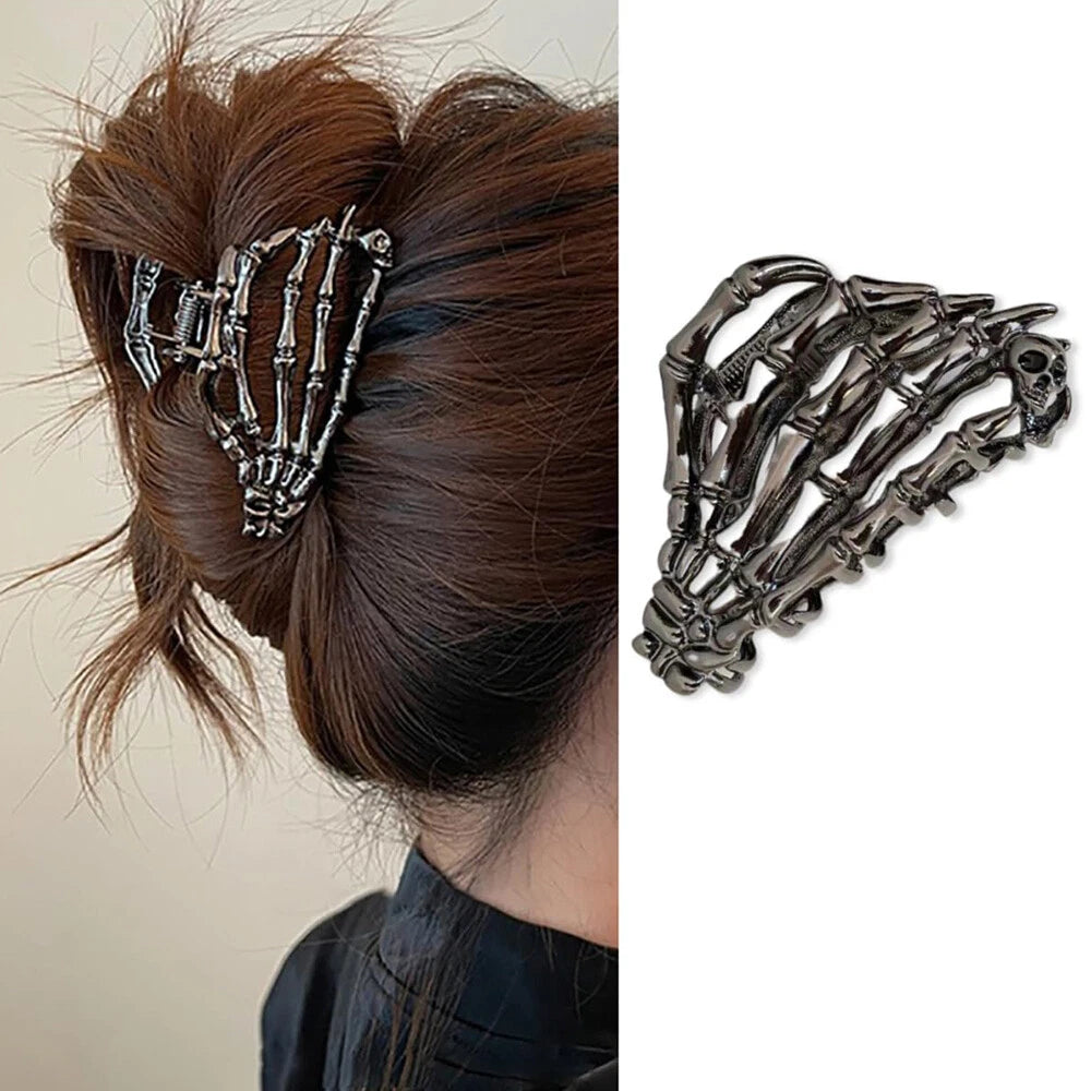 Skull Design Black Ghost Hand Hair Clips for Halloween Party Decorations