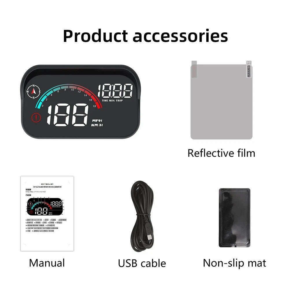 Universal Digital Speedometer HD GPS Car HUD Head Up Display MPH Overspeed Alarm