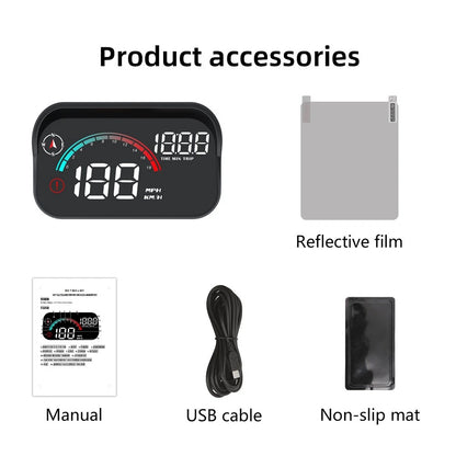 Universal Digital Speedometer HD GPS Car HUD Head Up Display MPH Overspeed Alarm
