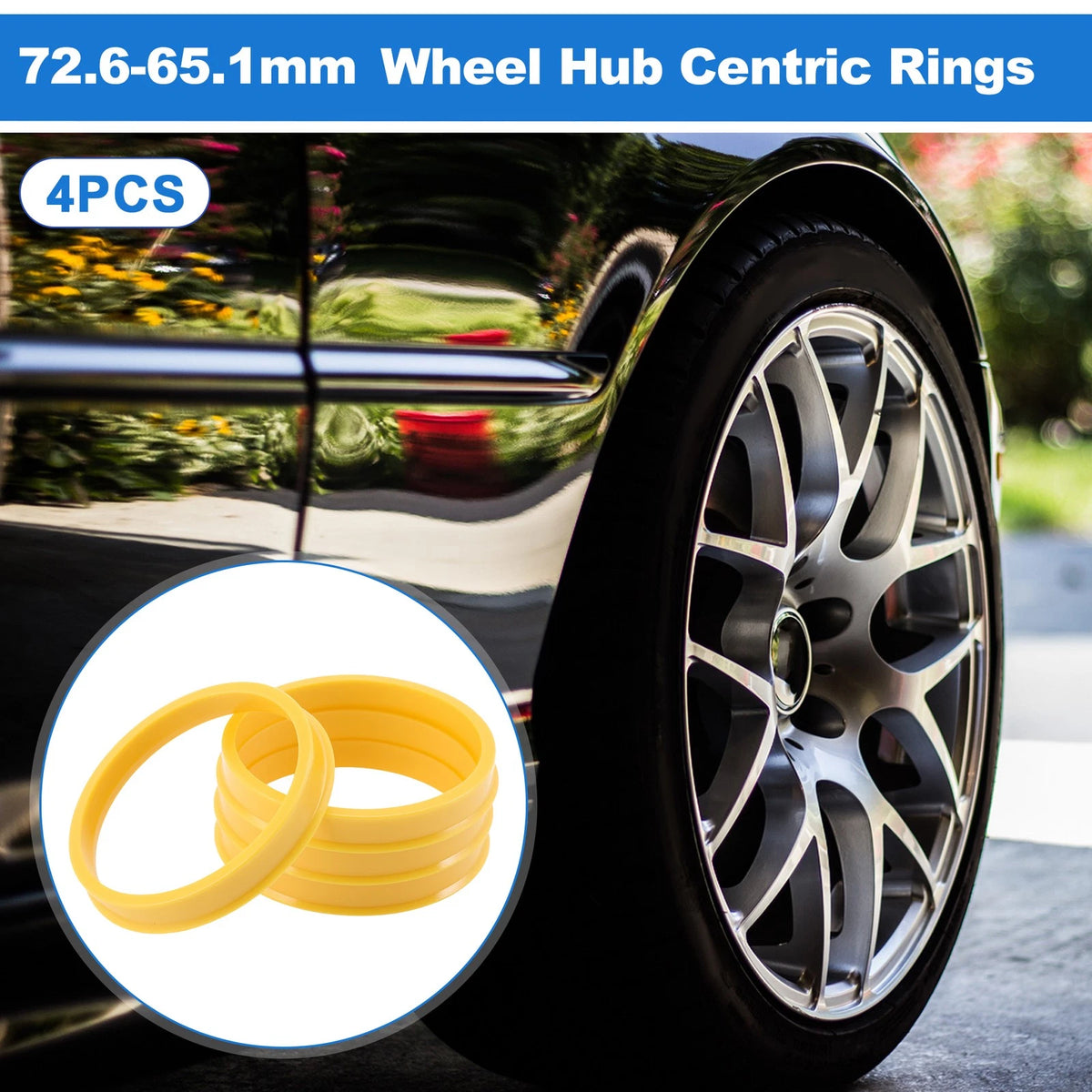 Set of 4 Hub Centric Rings OD 72.6mm ID 65.1mm for Car