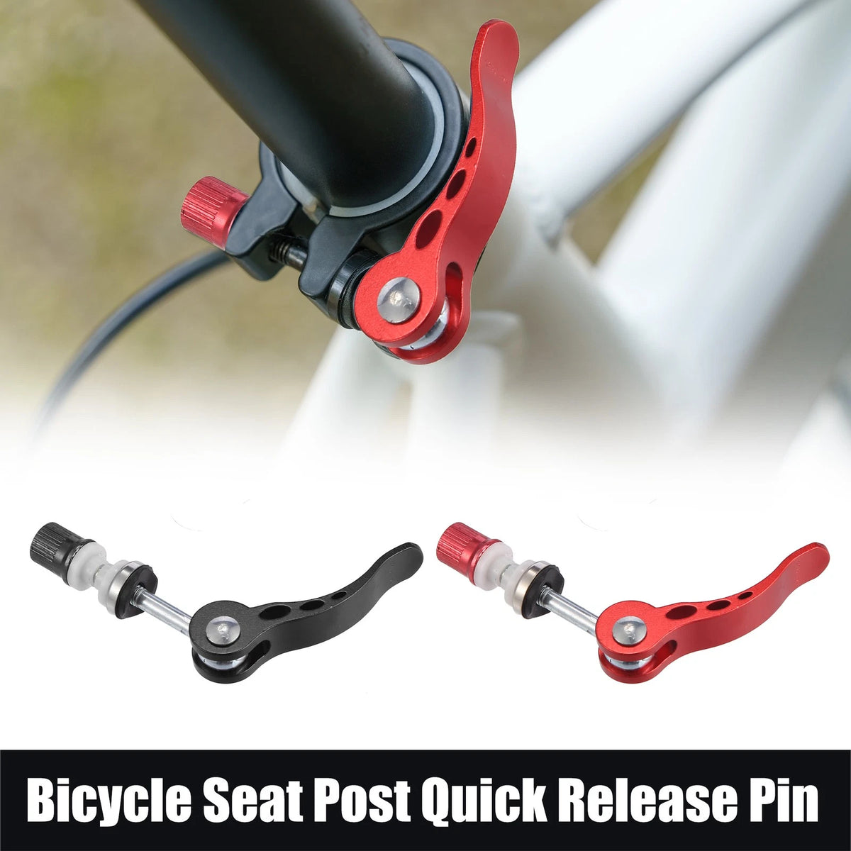 2pcs Seat Post Quick Release Pin Skewer for 6mm Aluminium Bike (Red Black)