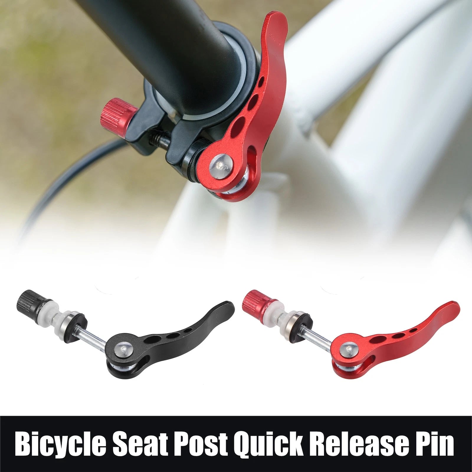 2pcs Seat Post Quick Release Pin Skewer for 6mm Aluminium Bike (Red Black)