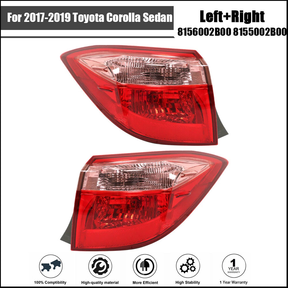 Tail Light Assembly Set for Toyota Corolla Sedan (2017–2019) Left+Right
