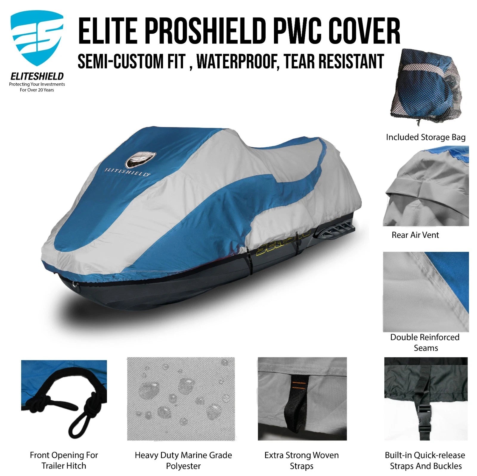 EliteShield Waterproof Trailerable Cover for Kawasaki Jet Ski (300–550)