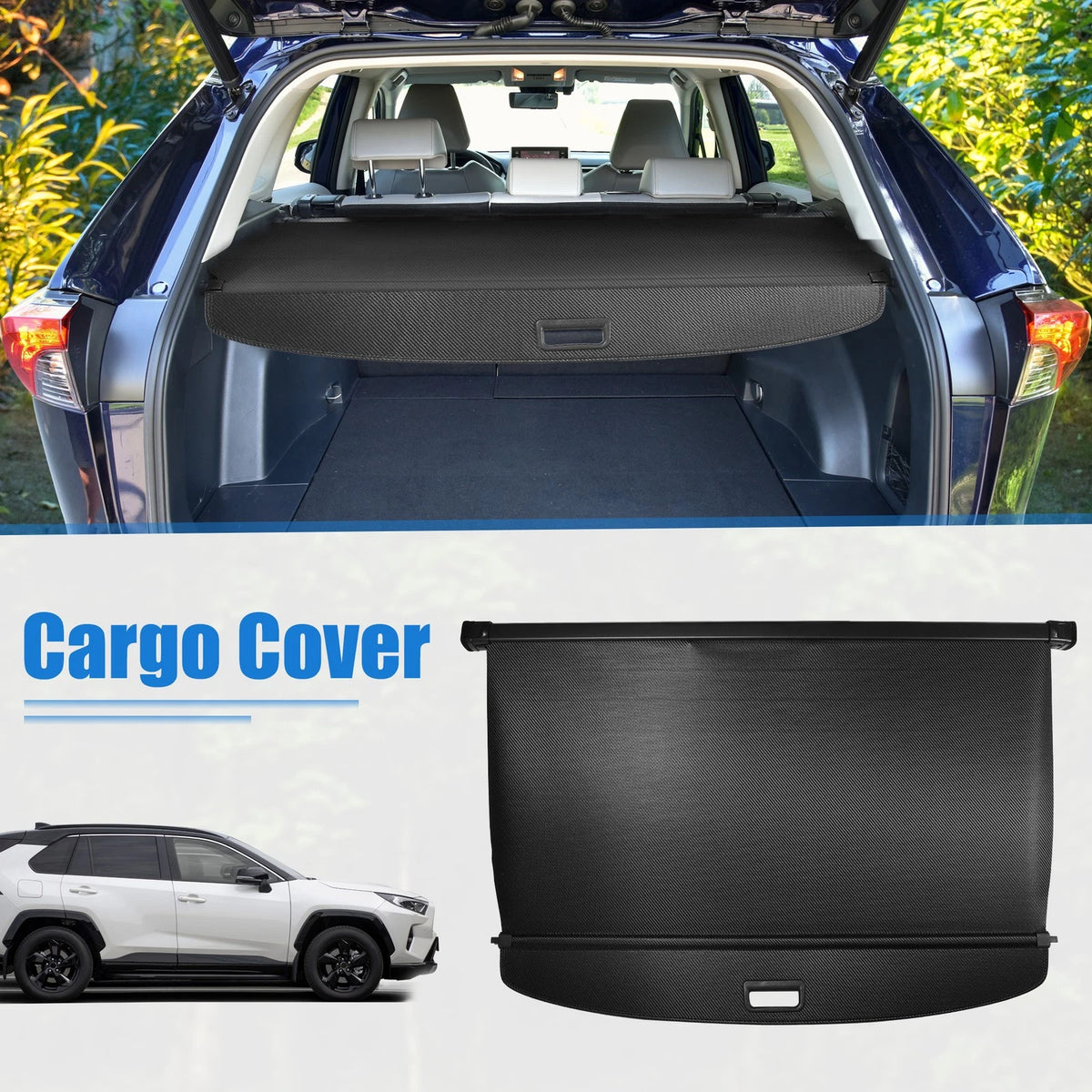 Retractable Cargo Cover for Toyota RAV4 (2019–2023) Black Trunk Shade