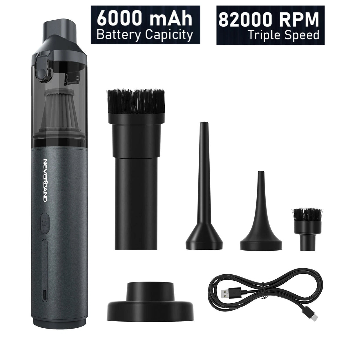 2in1 Cordless Handheld Vacuum Cleaner for Car Auto Home (100W)