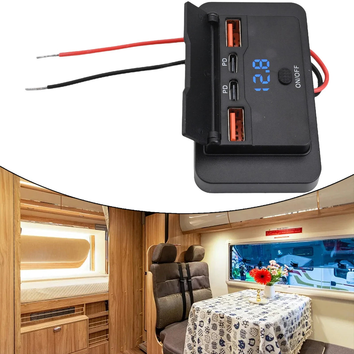 4-Port 12V USB Car Charger Adapter with Dual PD3.0 & QC3.0