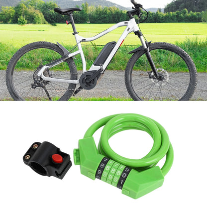 Bicycle Padlock Cable Lock 130cm Resettable 5 Digit for Green Bike (Set)