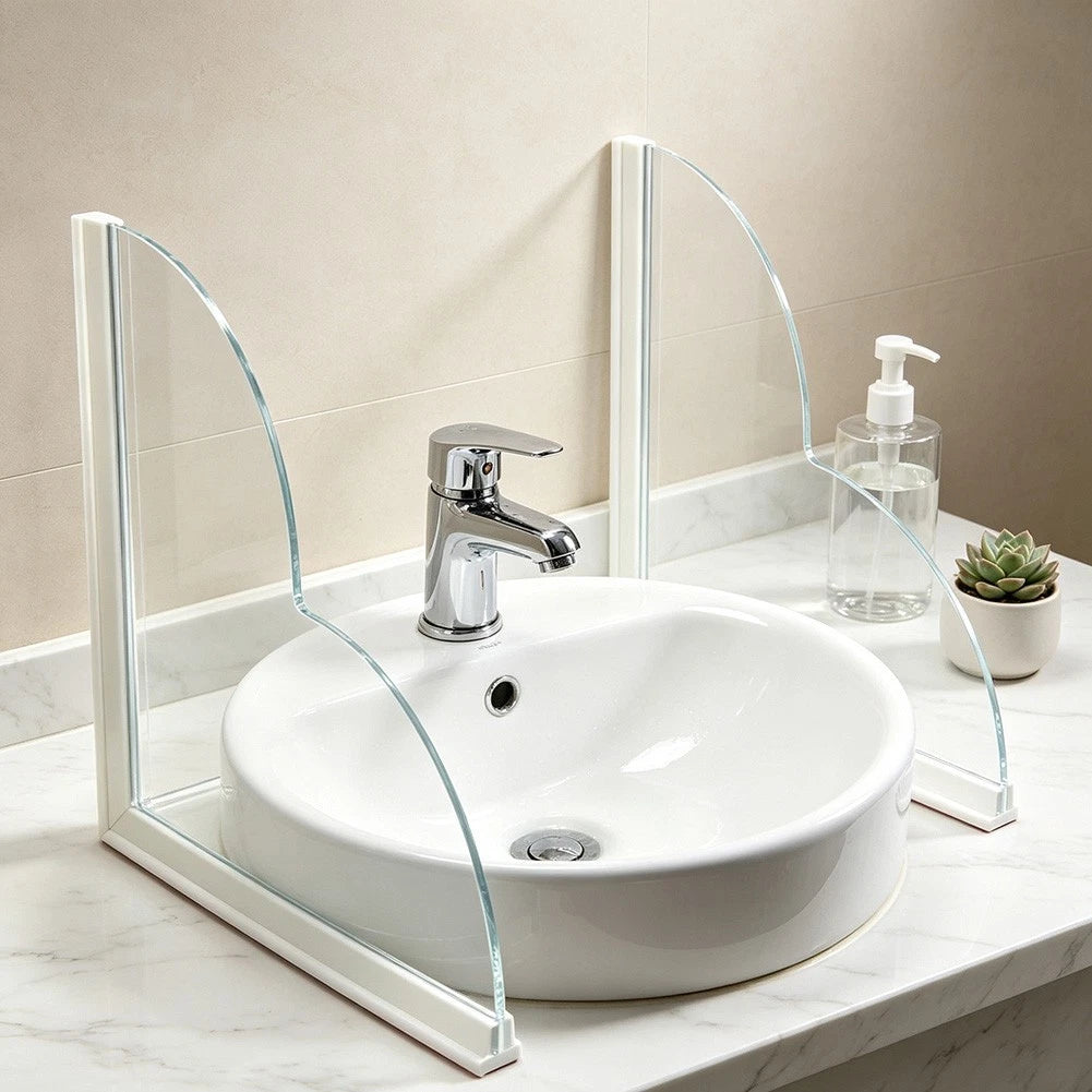 Set of 2 Easy Install Shower Splash Guards 23.5x23.5cm Clear
