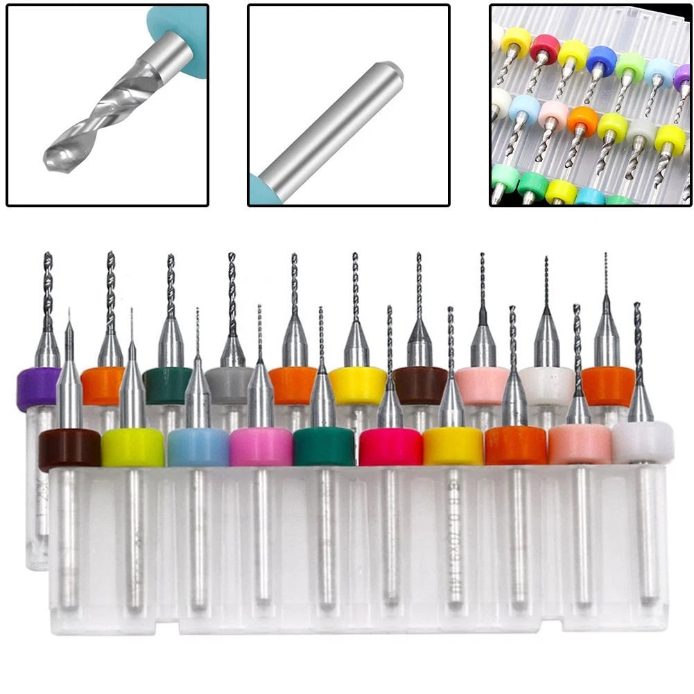 Set of 20 PCB Drill Bits 3.175mm for Engraving (Colorful)