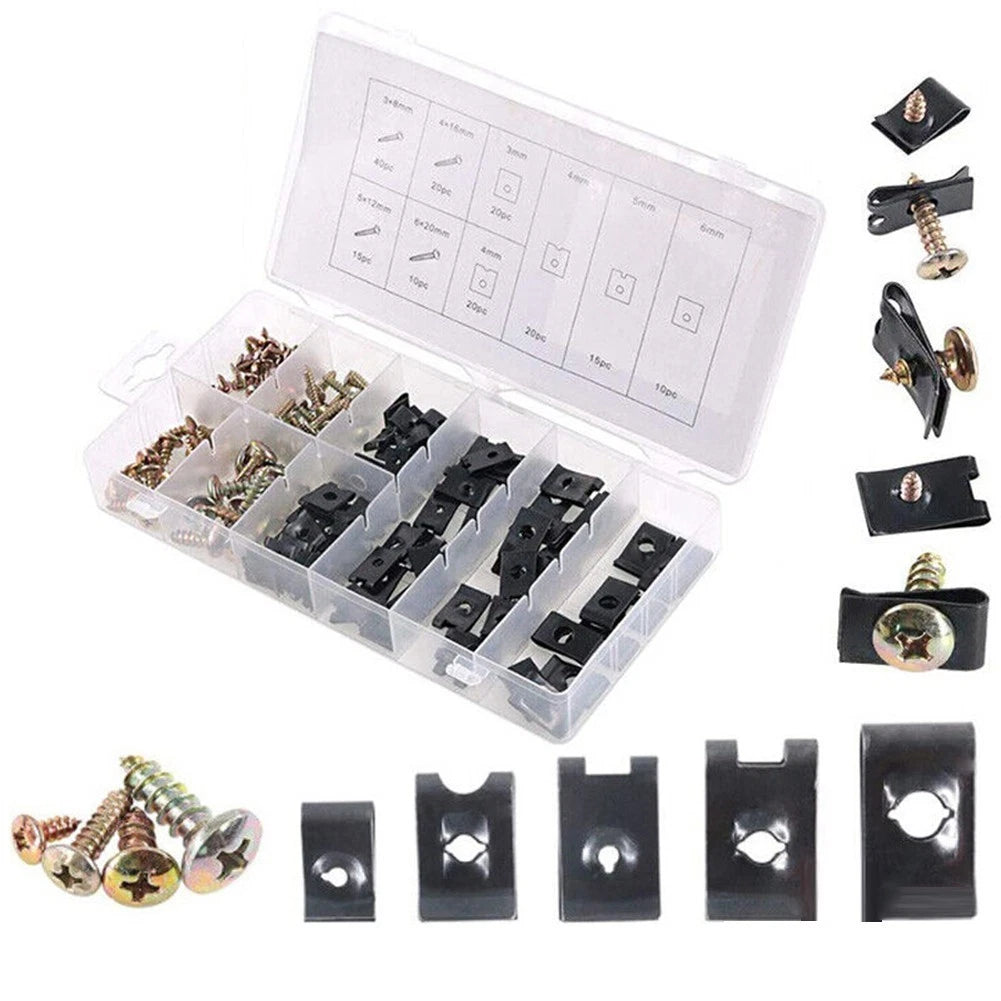 170-Piece U Nut Screw Assortment Kit for Efficient Car Maintenance