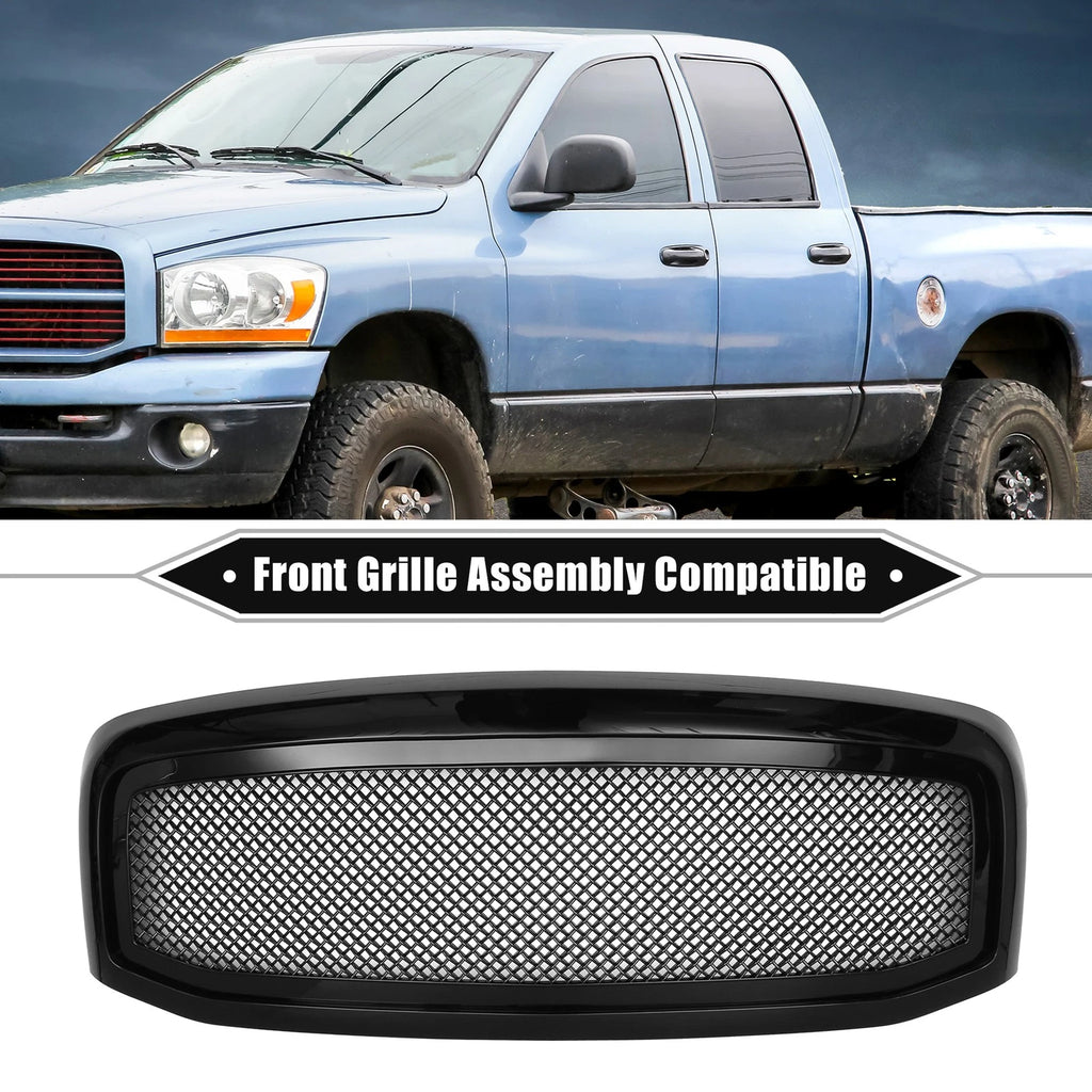 Front Grille Assembly Replacement for Dodge Ram 3500 (2006–2009) Gloss Black