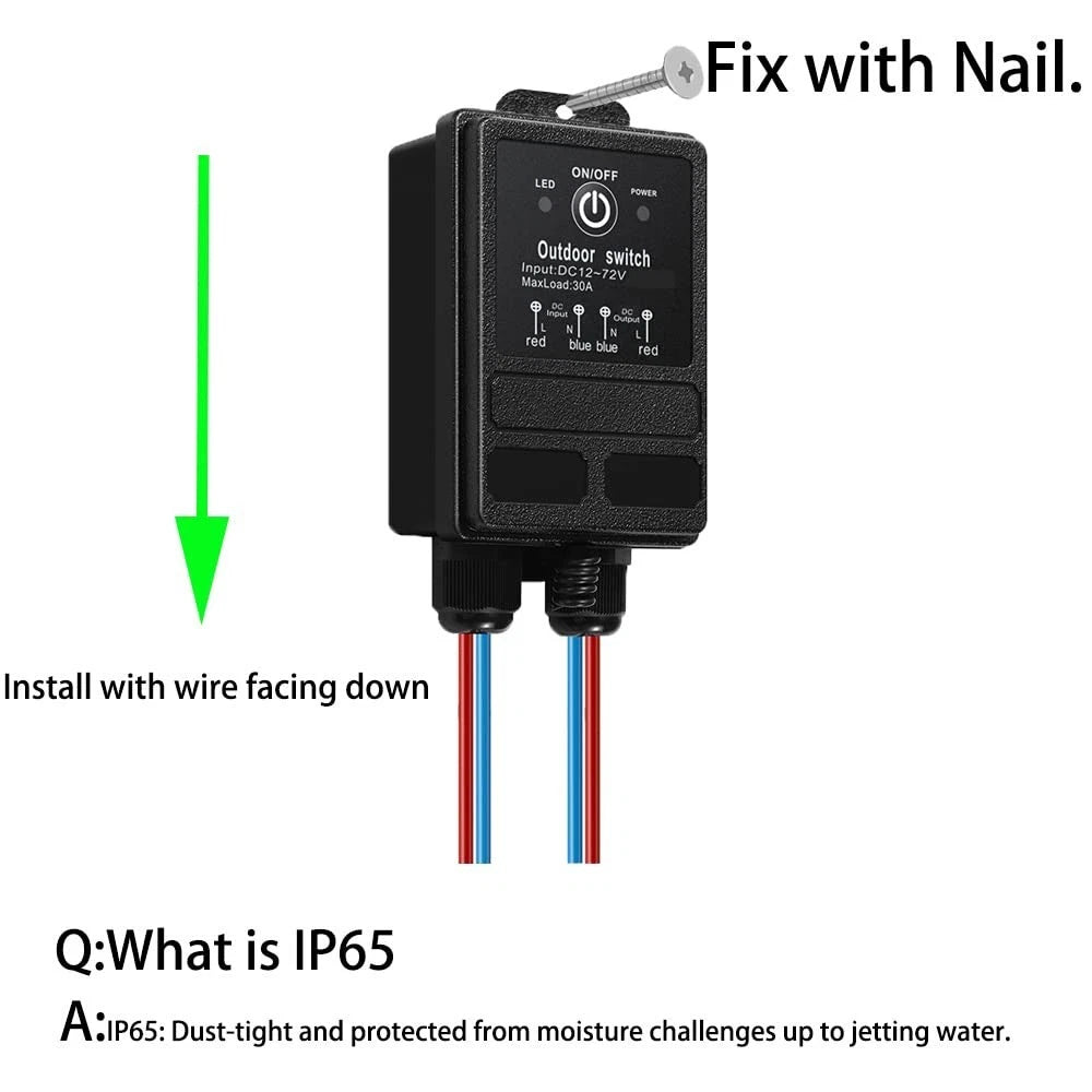 New Wireless Relay Switch 12V Remote Control Switch DC12V/24V/48V/72V 30A Relay