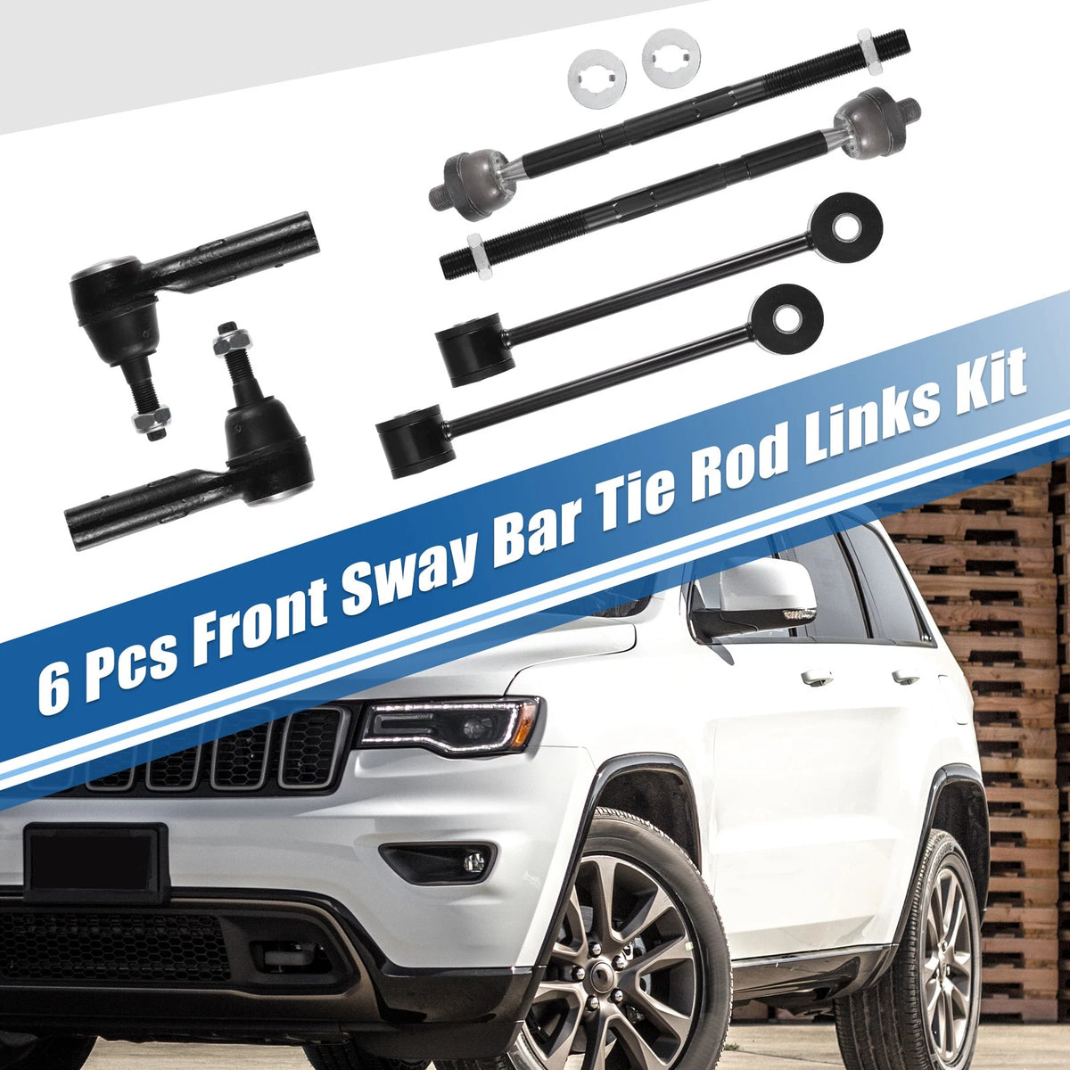Set of 6 Sway Bar Links Tie Rod Ends for Jeep Commander (2006–2010)