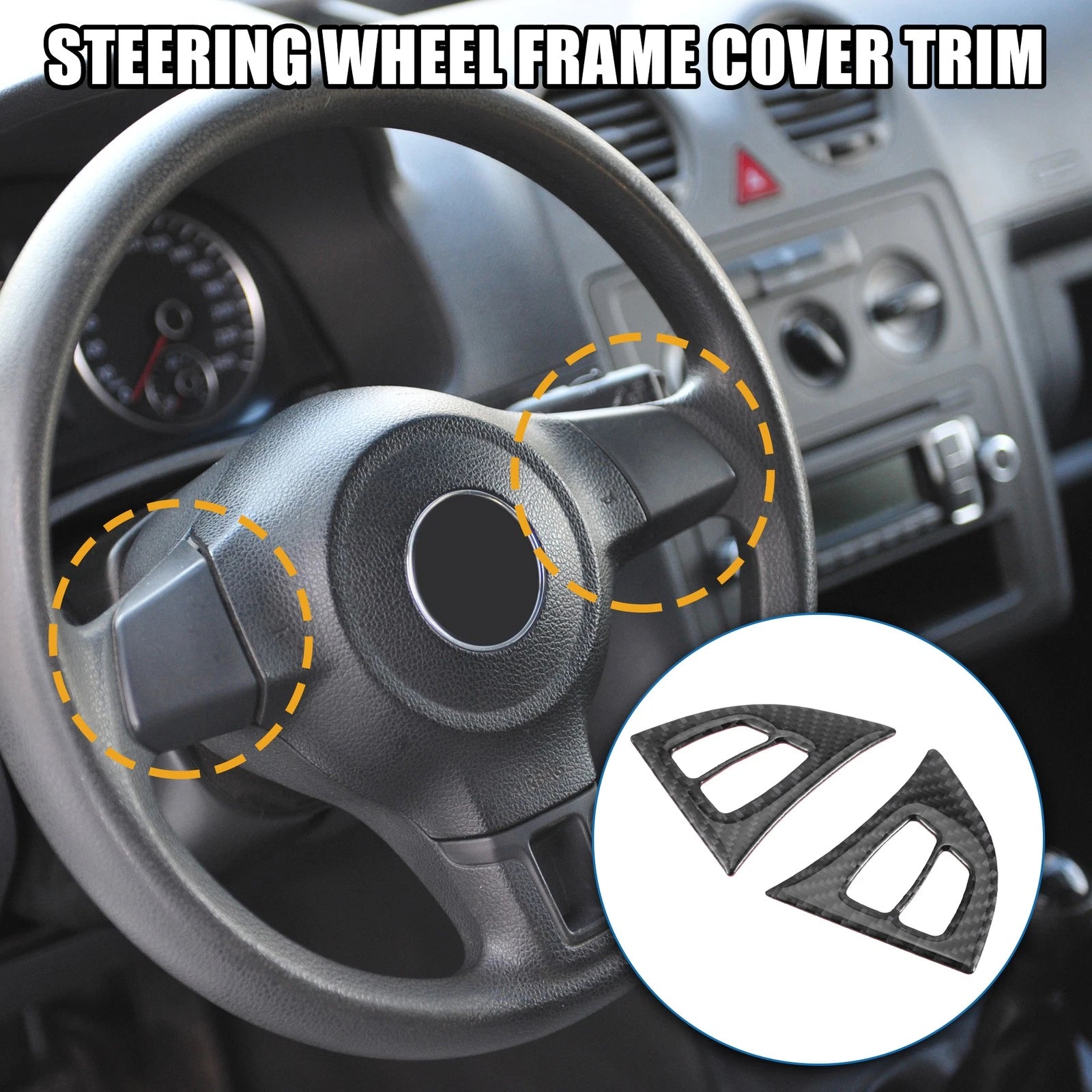 2 Pcs Steering Wheel Cover Trim Carbon Fiber Pattern for BMW X5 E70 (2007–2013)