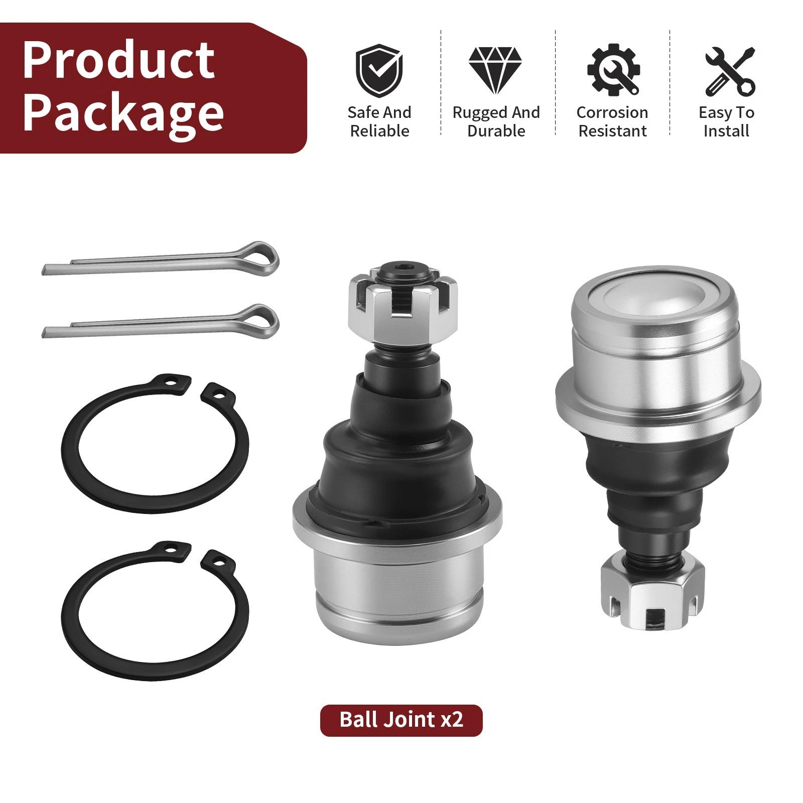 2 Ball Joints for Honda Pioneer 500 SXS500M2 (2015–2023) / SXS520M2 (2021–2023)