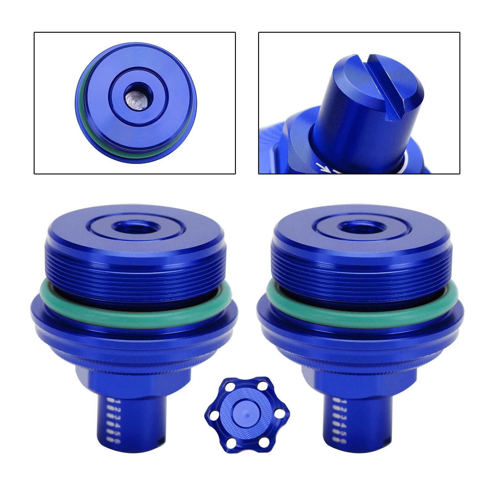 2X Fork Bolt Preload Adjuster Cap Screw Blue for Yamaha MT-03 (2019–2023)