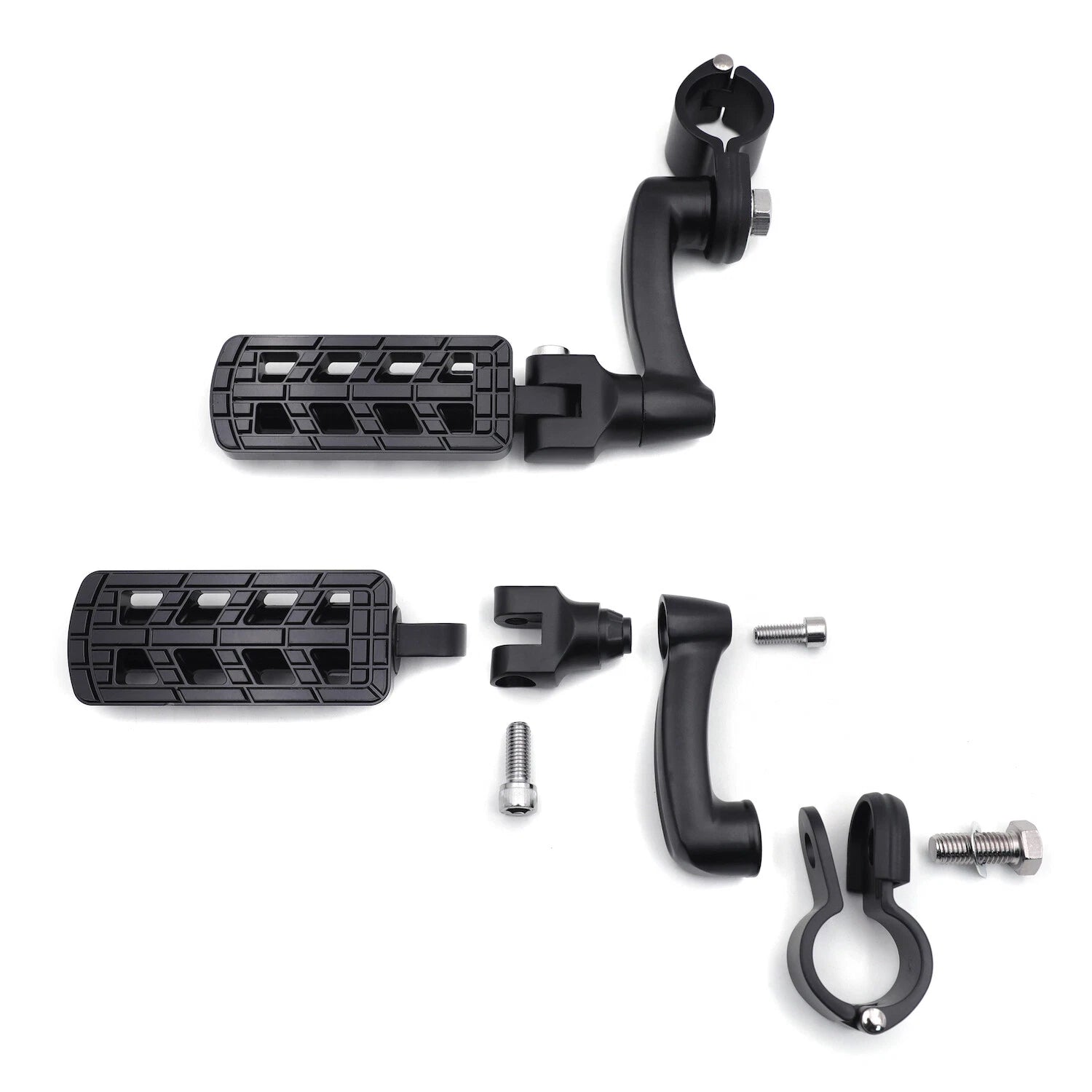 Black Dominator FootPeg 1.25" with Arched Mounting Bracket for Harley Softail