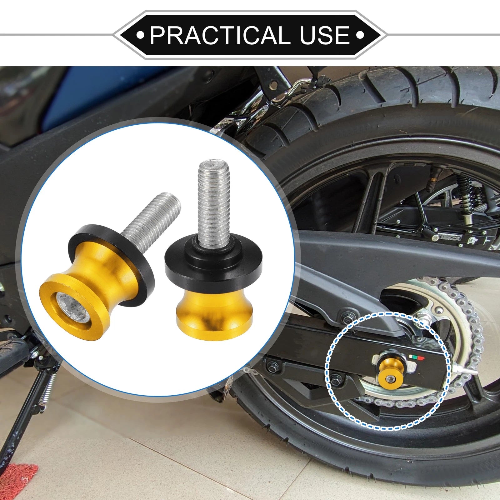 Swingarm Spools 10mm Replacement Pair for Motorcycle M10x1.5 Aluminum