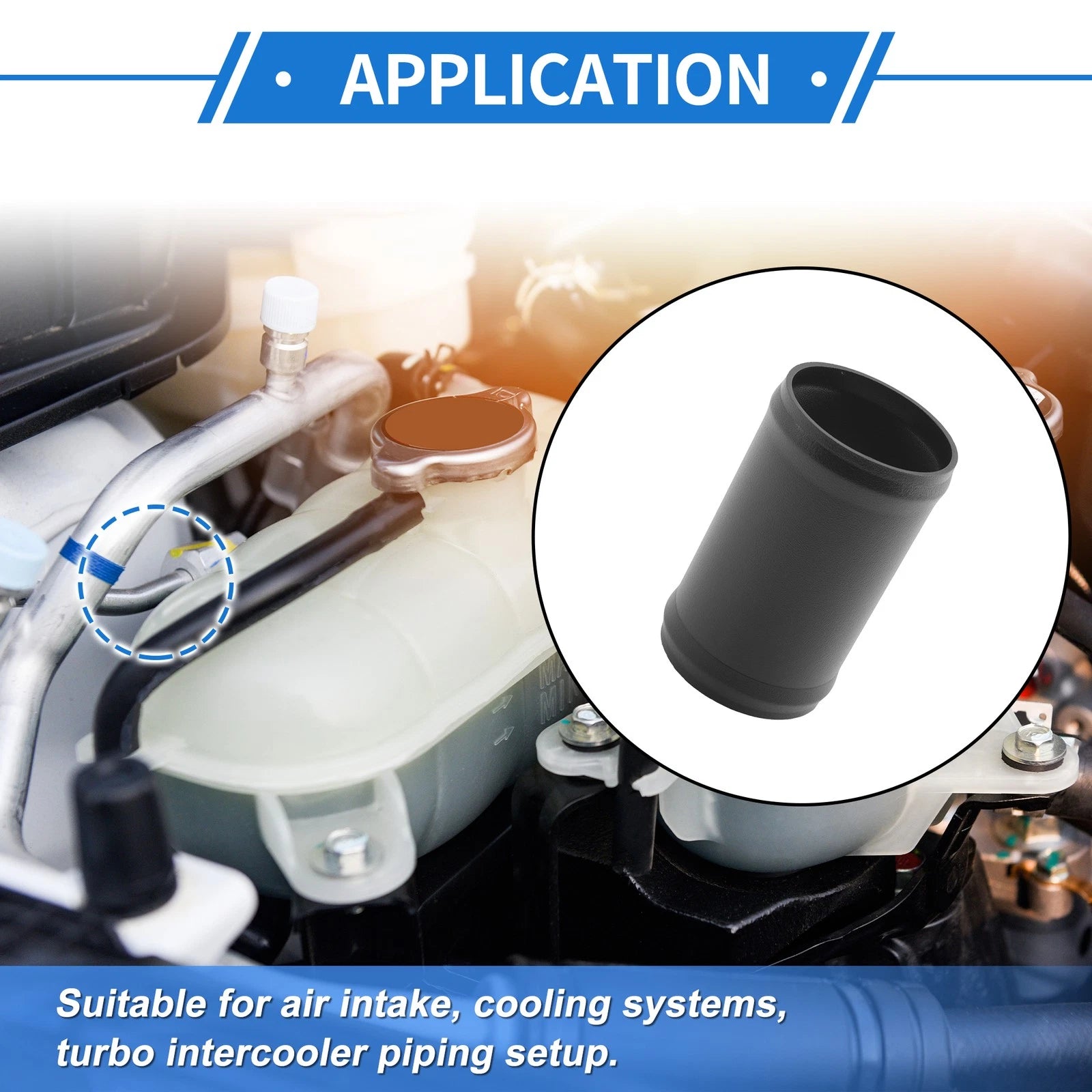 Intercooler Pipe 1.77" OD 3" Length Black for Universal Applications