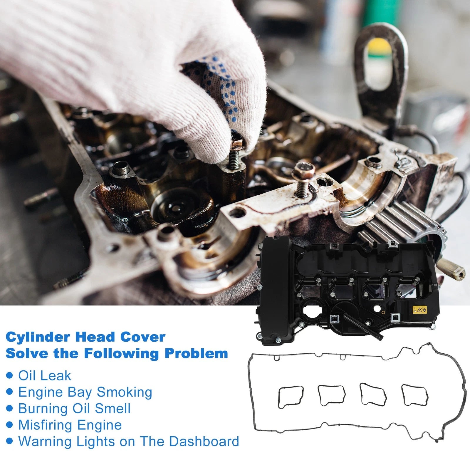 Front Engine Valve Cover with Gasket Replacement for Mercedes-Benz C230 (2008–2014)
