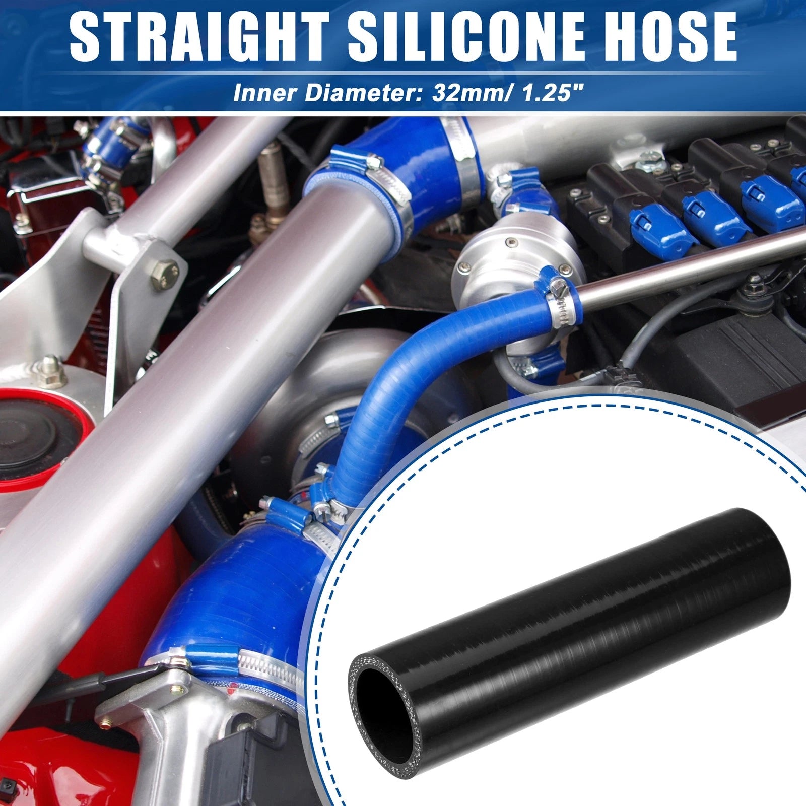 1.25" ID 6" Length Silicone Reducer Hose for Intercooler (Universal)