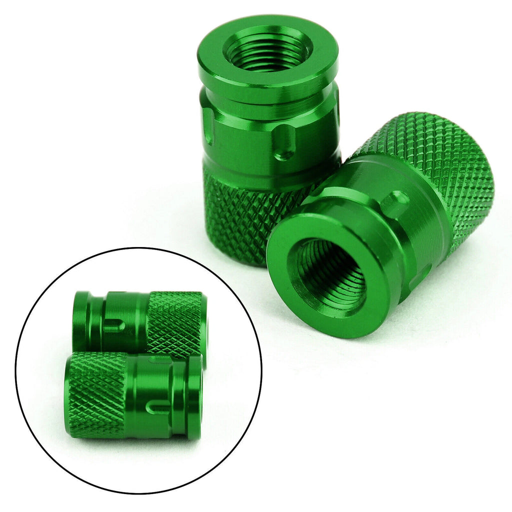 2pcs CNC Green Anti-Theft Tire Valve Stem Caps for Car Truck Bike Motorcycle