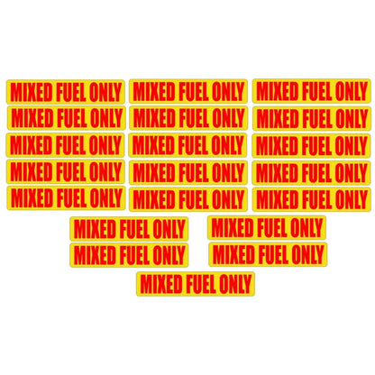 20 Mixed Fuel Only Warning Sticker 0.75" X 3.25" Size for Precise Identification