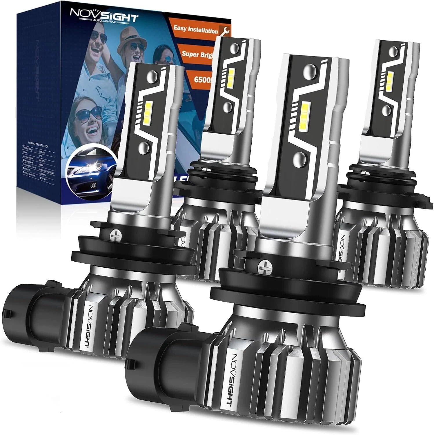 4X H11 9005 LED Headlight Kit for High Low Beam (6500K)