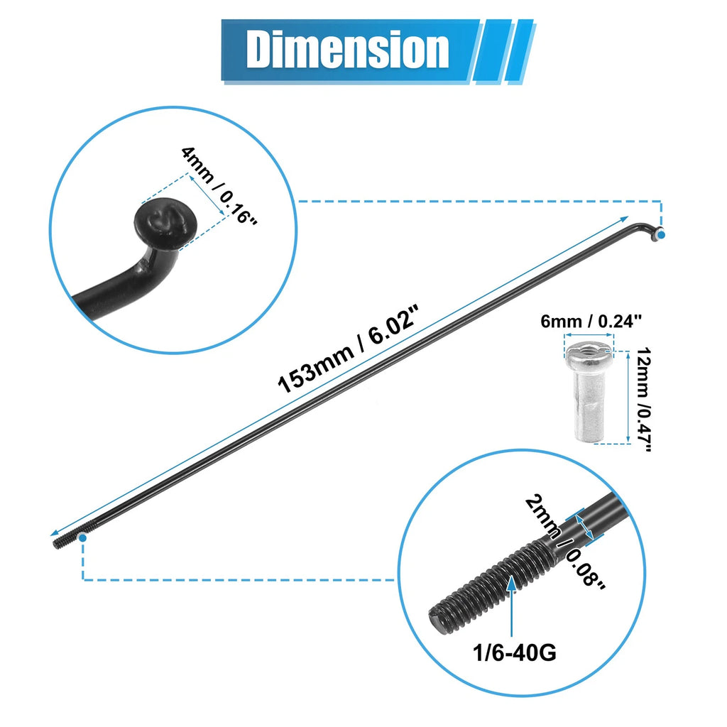Bicycle Spokes Kit J Bend 14G 153mm with Nipples for 26 Inch Wheel (—)