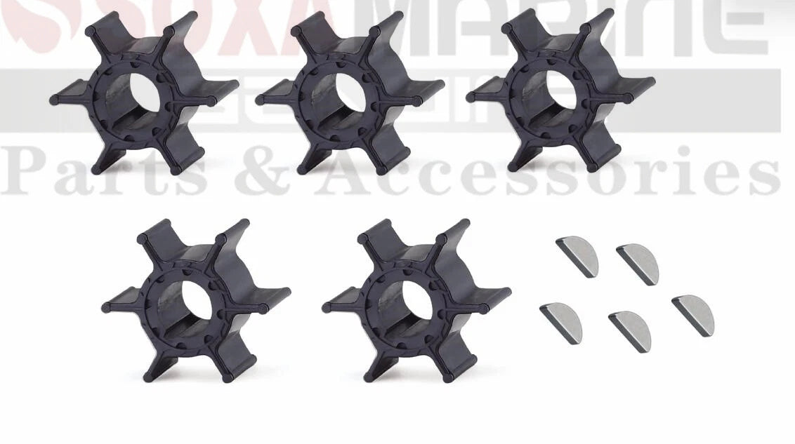 5pcs Water Pump Impeller with Key for Yamaha 9.9hp Outboard Motor (682-44352-03)