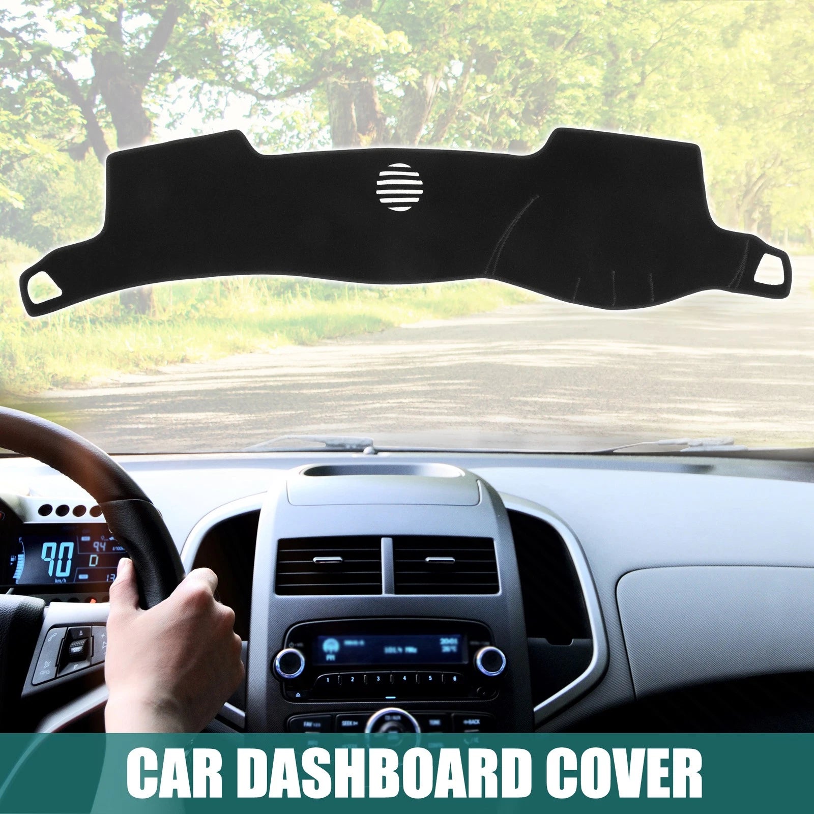 Dashboard Cover Black Polyester Mat Protector for Toyota Crown (2004–2008)