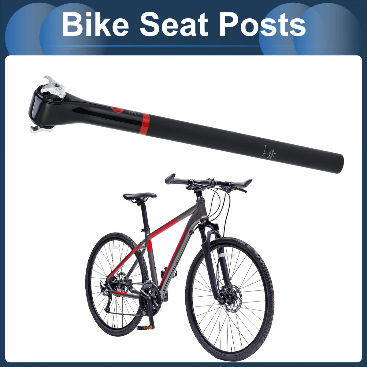 Seat Post Clamps 27.2x400mm 20 Degree Offset Black for Bike Bicycle (—)