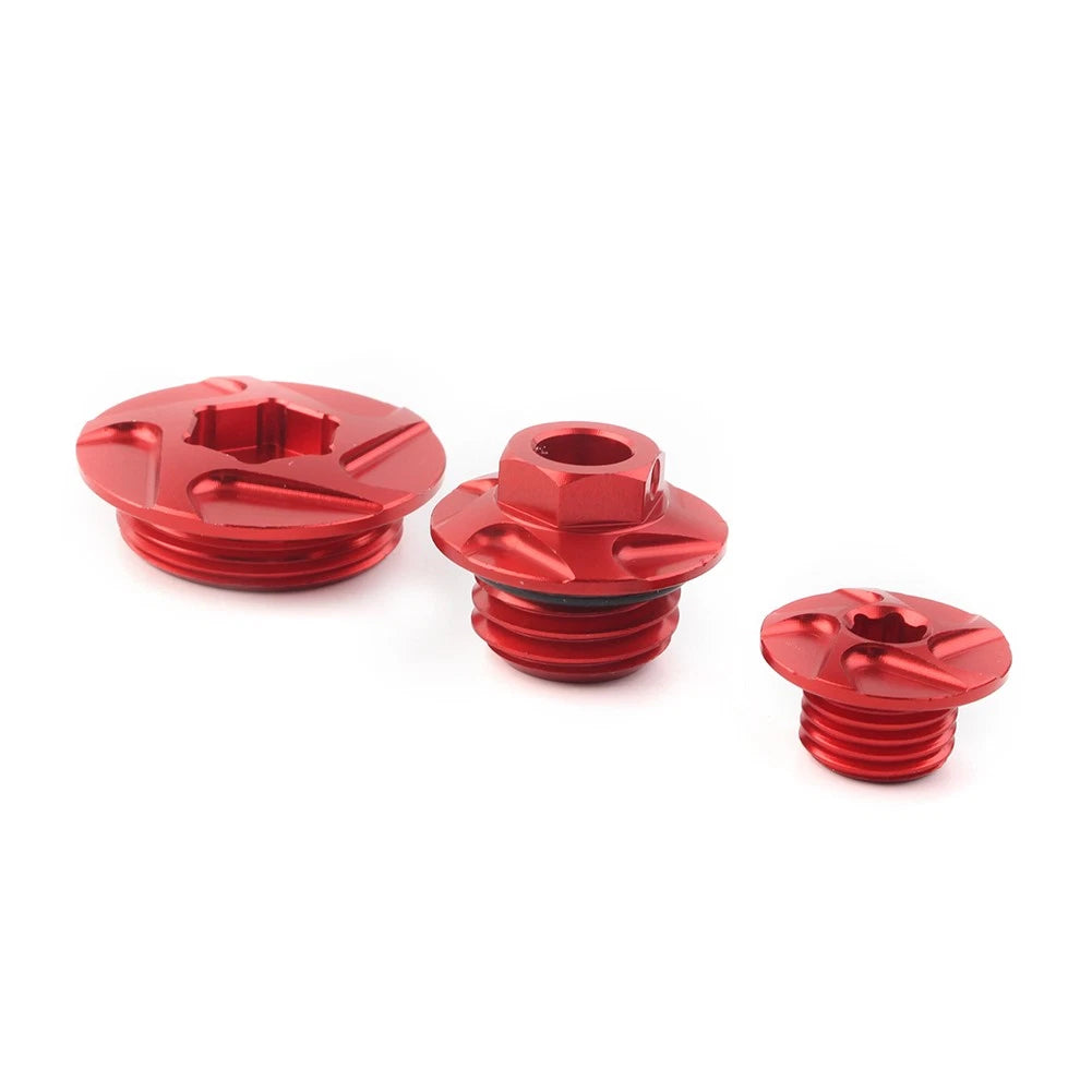 3 Pcs Red CNC Engine Timing Oil Filter Plugs Cap Set for CRF150R CRF250R CRF450R